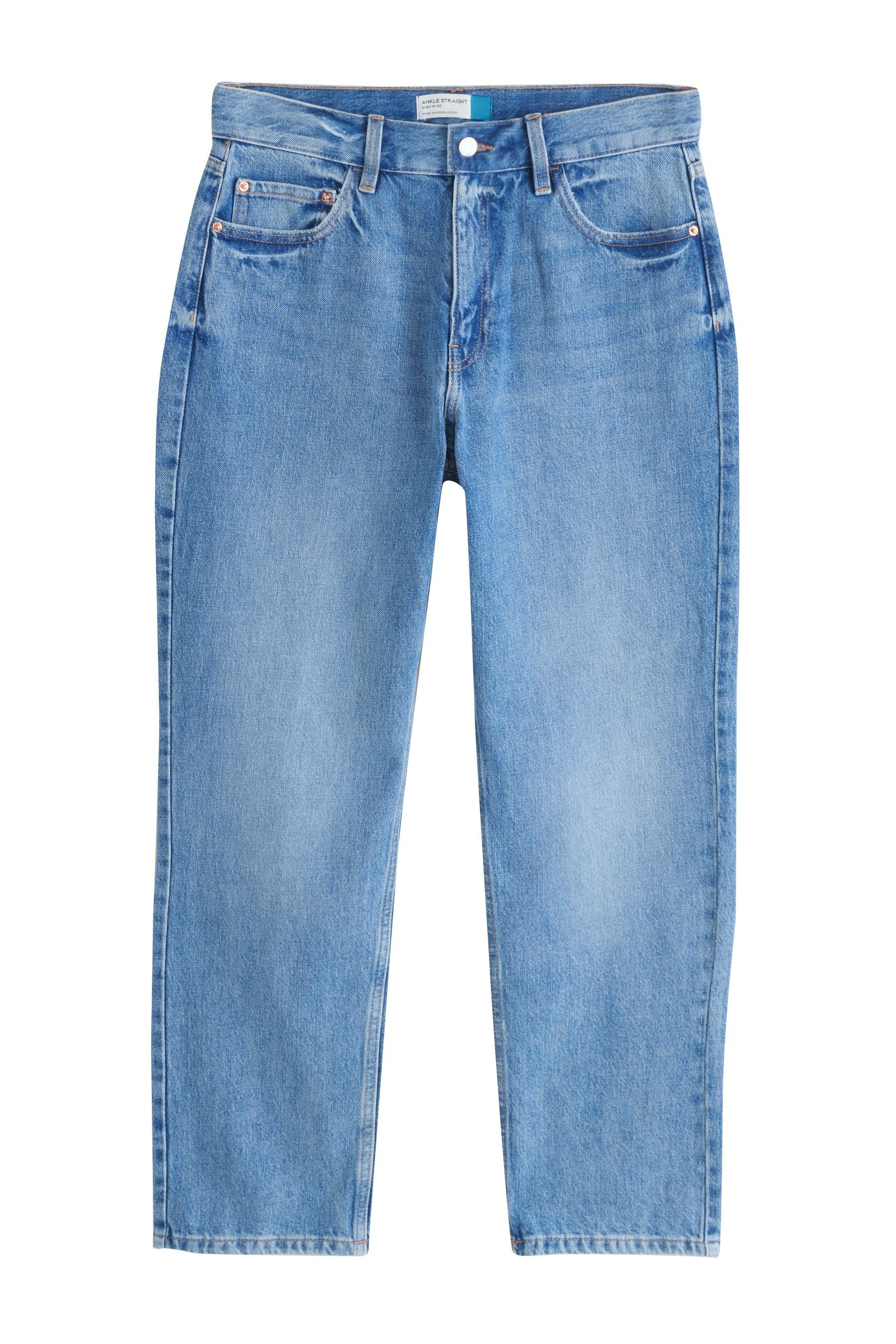 Straight-Jeans Authentische City Hochbund-Jeans mit geradem Bein