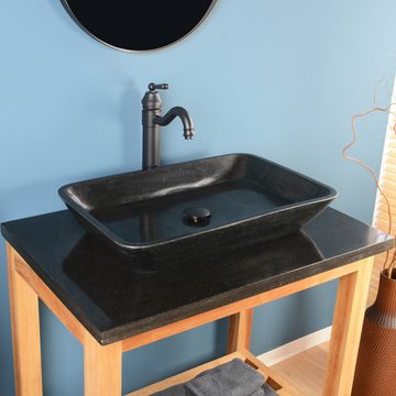 wohnfreuden Aufsatzwaschbecken Andesit Waschbecken 60 cm schwarz poliert (Kein Set), NEW-4273