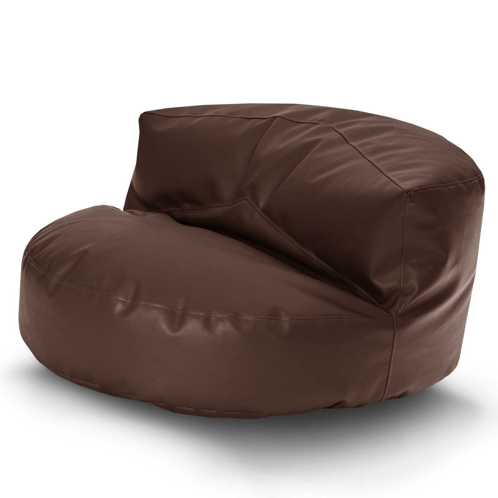 Green Bean Sitzsack / Sofa mit EPS-Perlen Füllung aus Kunstleder (Indoor & Outdoor, abwaschbarer Bezug, hoher Sitzkomfort, Sitzlounge), Couch / Lounge im Sitzsack-Design 90 x 45 cm mit Rückenlehne Dunkelbraun
