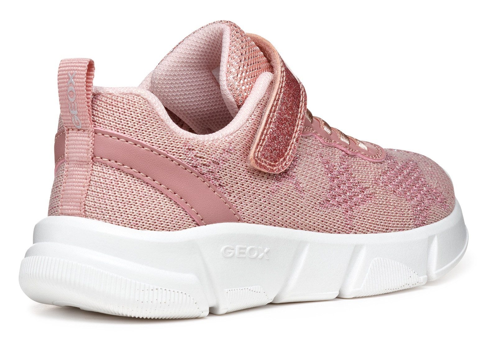 Geox J ARIL GIRL Sneaker, Knitwear Sneaker, Klettschuh mit glitzerndem Klettriegel – Bild 3 von 5