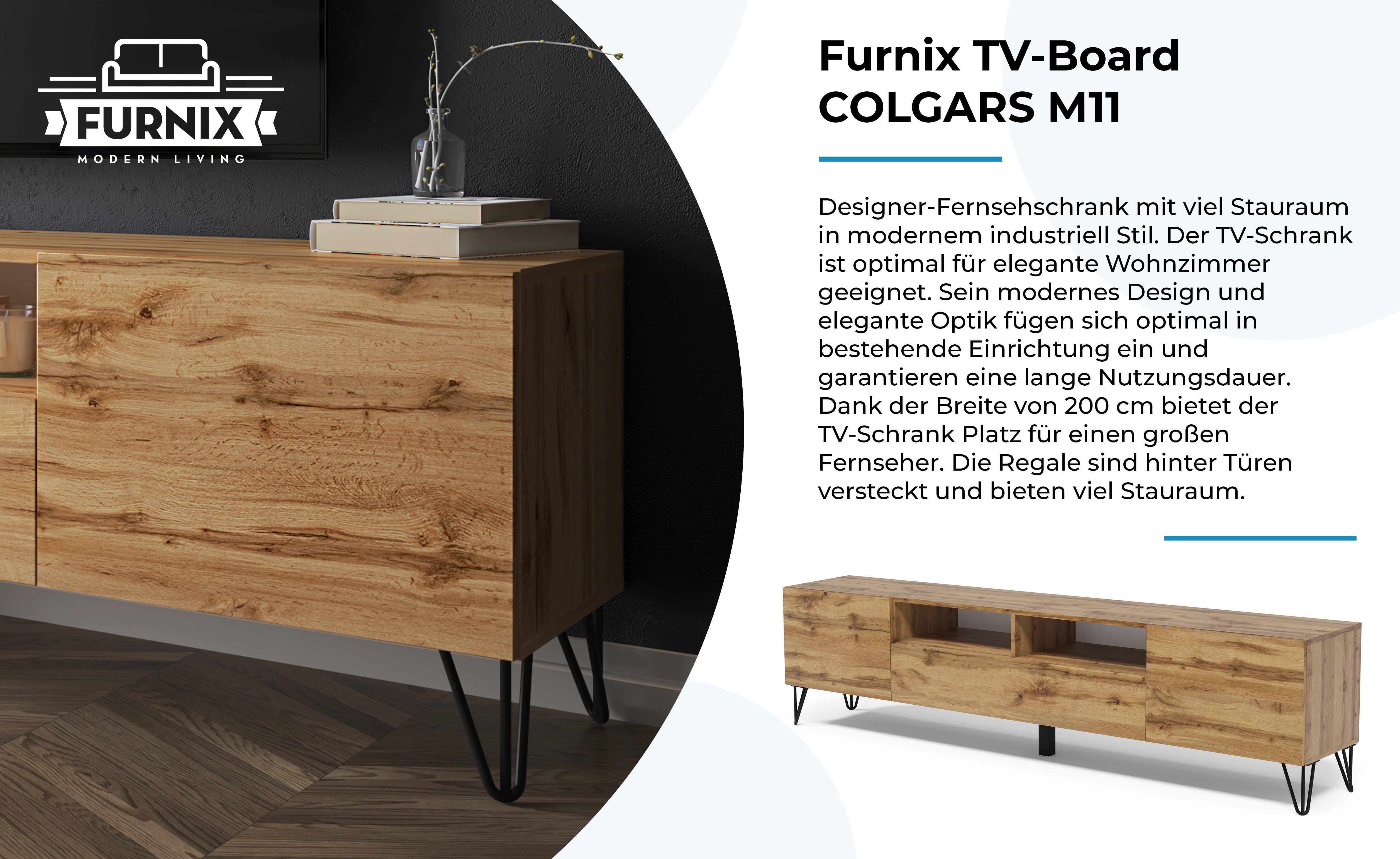 HAIRPIN Furnix TV-Schrank TV-Board T37 Wotan mit x cm B200 x H51 Lowboard M11 Metallfüßen, COLGARS