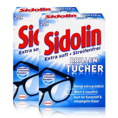 SIDOLIN Sidolin Brillen Putztücher 20 Tücher - Extra Soft & Streifenfrei (2er Reinigungstücher