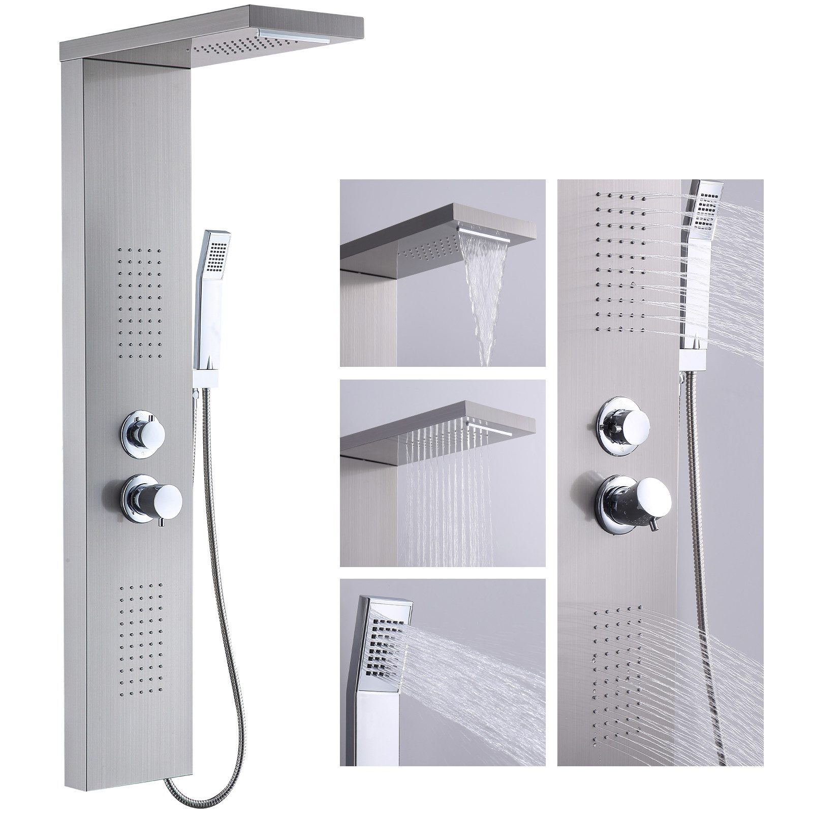 HOMELODY Duschsystem Duschpaneel Regendusche 4-Funktion Regendusche Duschset, 4 Strahlart(en), 1 tlg., Edelstahl Duscharmatur Massage Duschsäule