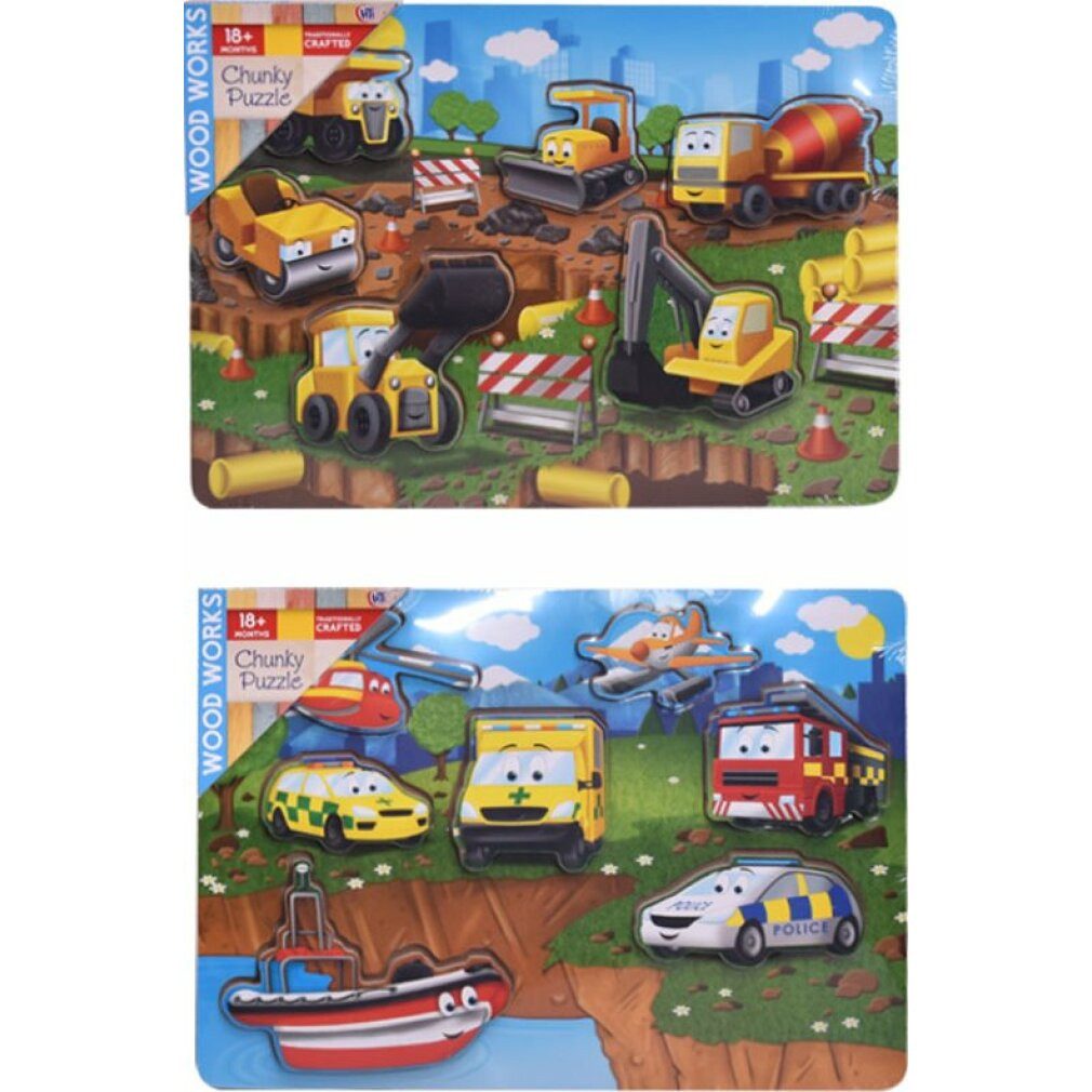 HTI Puzzle Holzeinsatz Transportmittel 1Stück (Mix), Puzzleteile