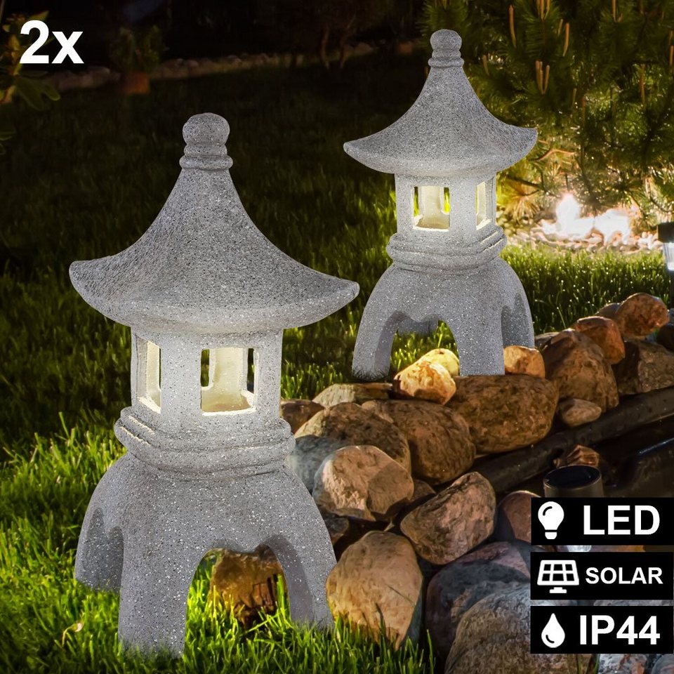 LED Dekolicht, 2er Set LED Solar Außen Steh