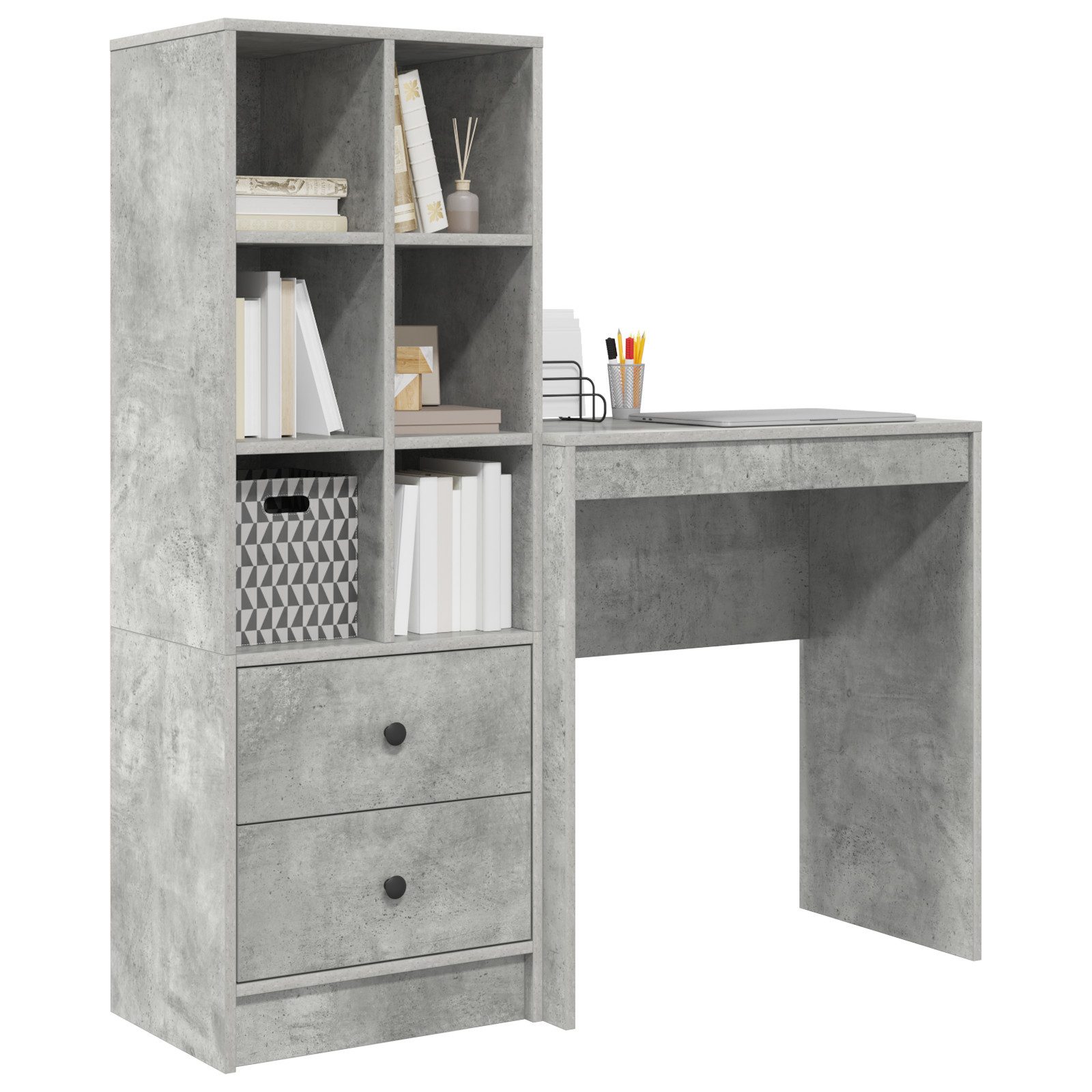 vidaXL Sideboard Schreibtisch mit Stauraum Beton günstig online kaufen