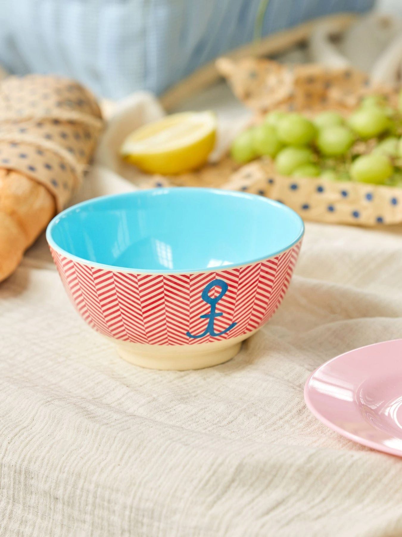 rice Müslischale Rice Melamin Schüssel Groß mit Anker Muster, MElamin, (1-tlg)