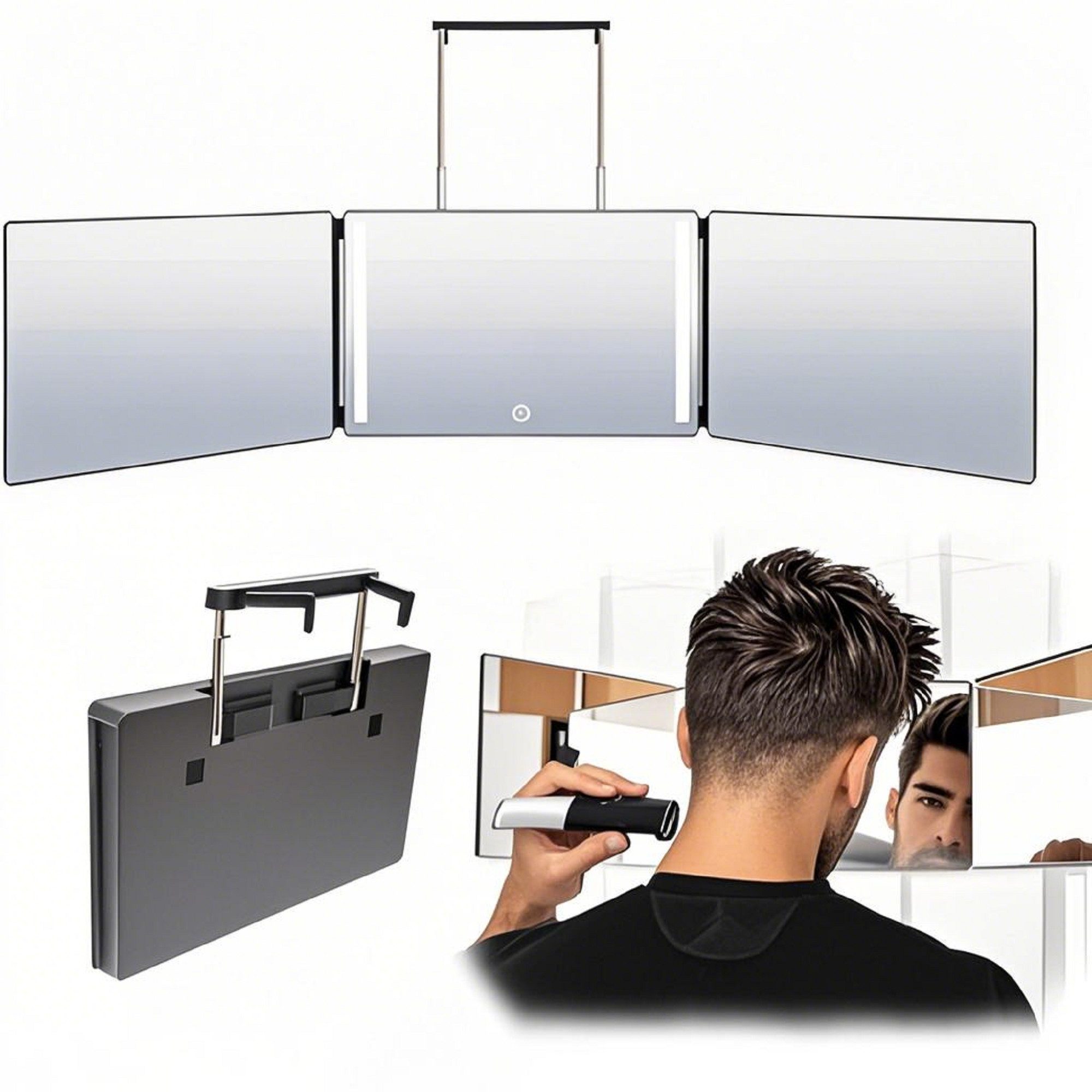YINDN Kosmetikspiegel LED-Lichtspiegel mit einziehbaren Haken, günstig online kaufen