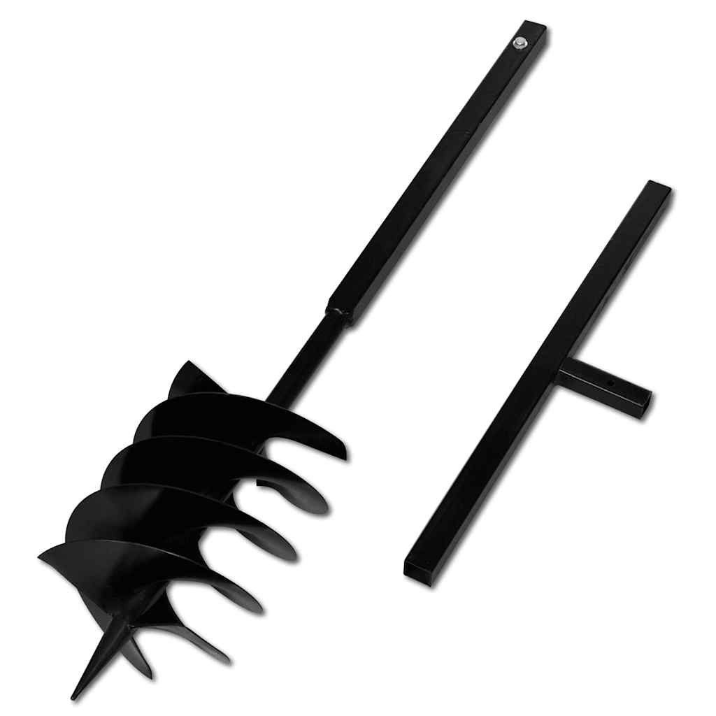 vidaXL Erdbohrer Bohrer mit Griff 200 mm Doppelspirale Schwarz, (1-tlg)