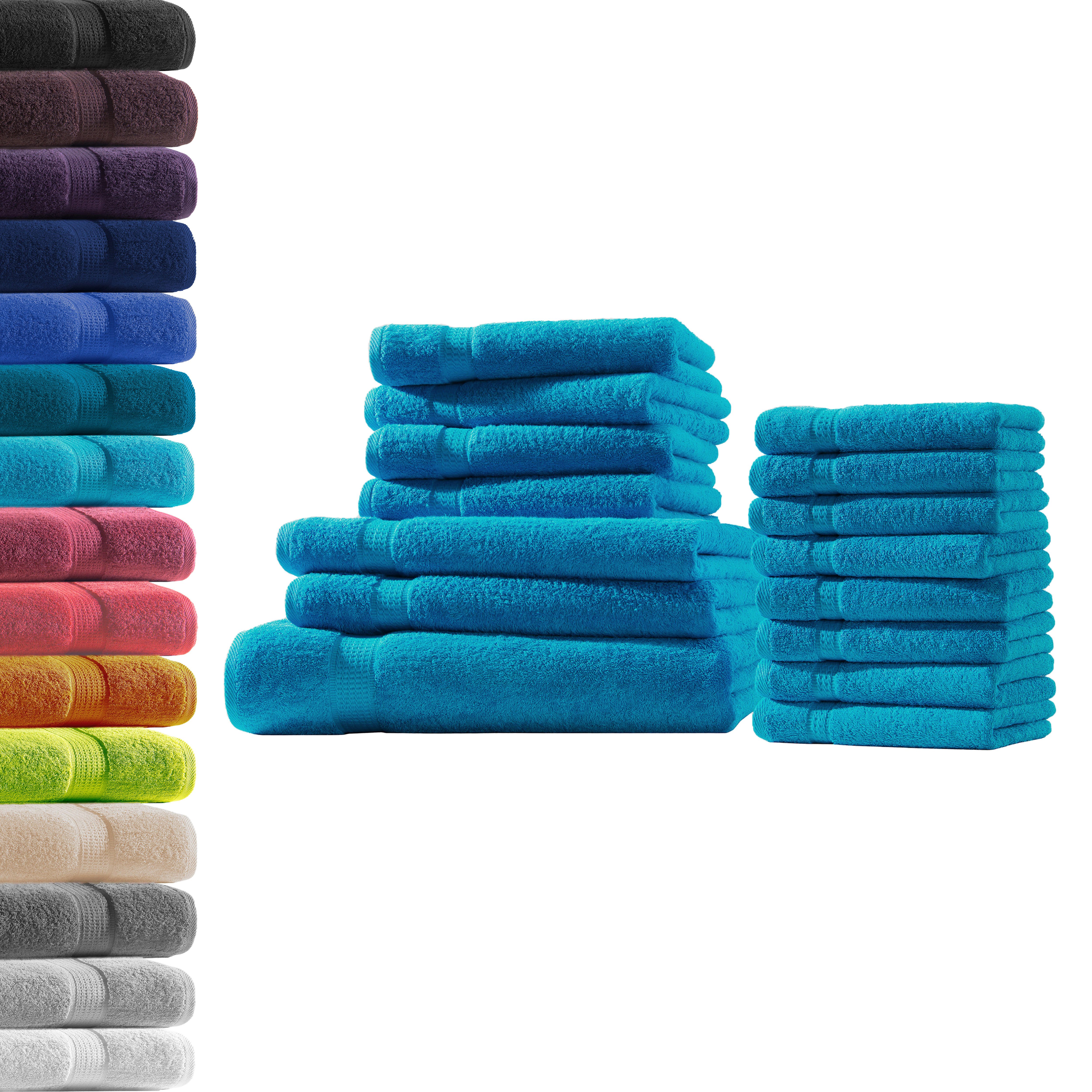 Hometex Premium Textiles Handtuch in Premium Qualität 500 g/m², Feinster Frottier-Stoff 100% Baumwolle, 1x Badetuch + 2 Duschtuch + 4 Handtuch + 8 gastetuch, weich, saugfähig, extra schwer & flauschig