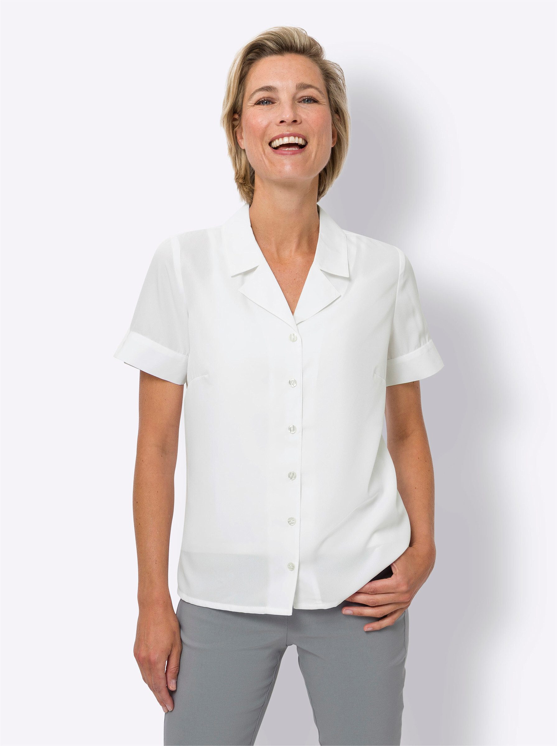Sieh an! Klassische Bluse Kurzarmbluse günstig online kaufen