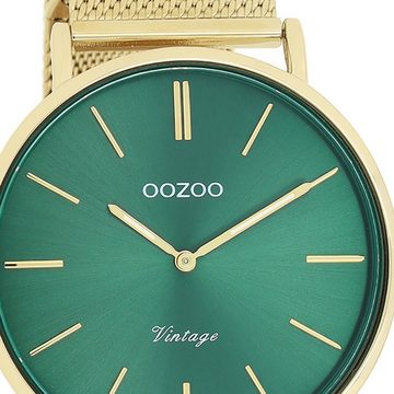 OOZOO Quarzuhr Oozoo Damen Armbanduhr Vintage Series, Damenuhr rund, groß (ca. 40mm) Metall, Mesharmband, Casual-Style