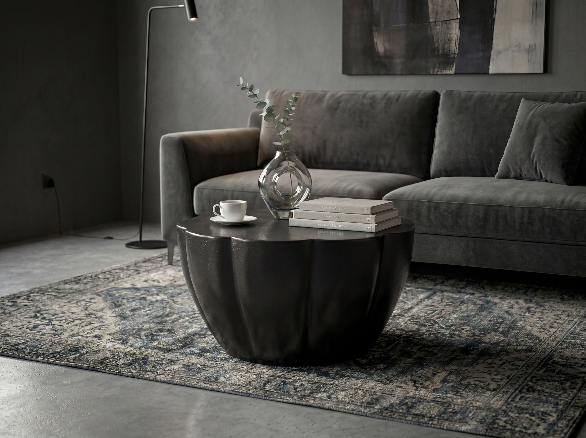 Wohnling Couchtisch WL7.468 Sofatisch Alu Wohnzimmertisch 60cm Loungetisch Metall Rund (Edles Möbelstück in einzigartiger Blütenform), Komplett aus robustem Aluminium gefertigt
