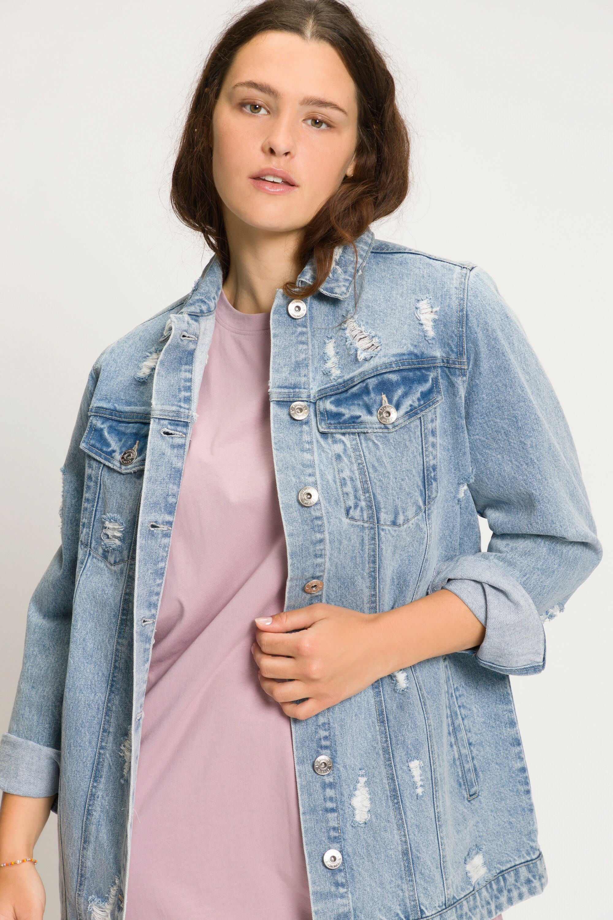 Studio Untold Jeansjacke »Jeansjacke oversized Longform DestroyedDenim«