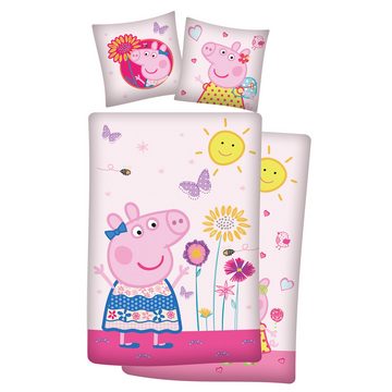 Kinderbettwäsche Peppa Wutz Pig Friends Bettwäsche Linon / Renforcé, BERONAGE, 100% Baumwolle, 2 teilig, 135x200 + 80x80 cm