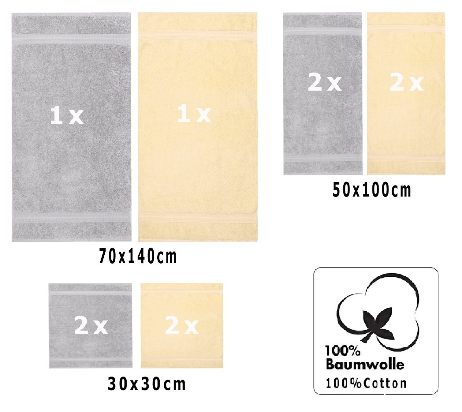 Handtuch & Set Set beige TLG. 100% Qualität Betz Baumwolle 10 GOLD 600 Handtuch g/m² Silbergrau,