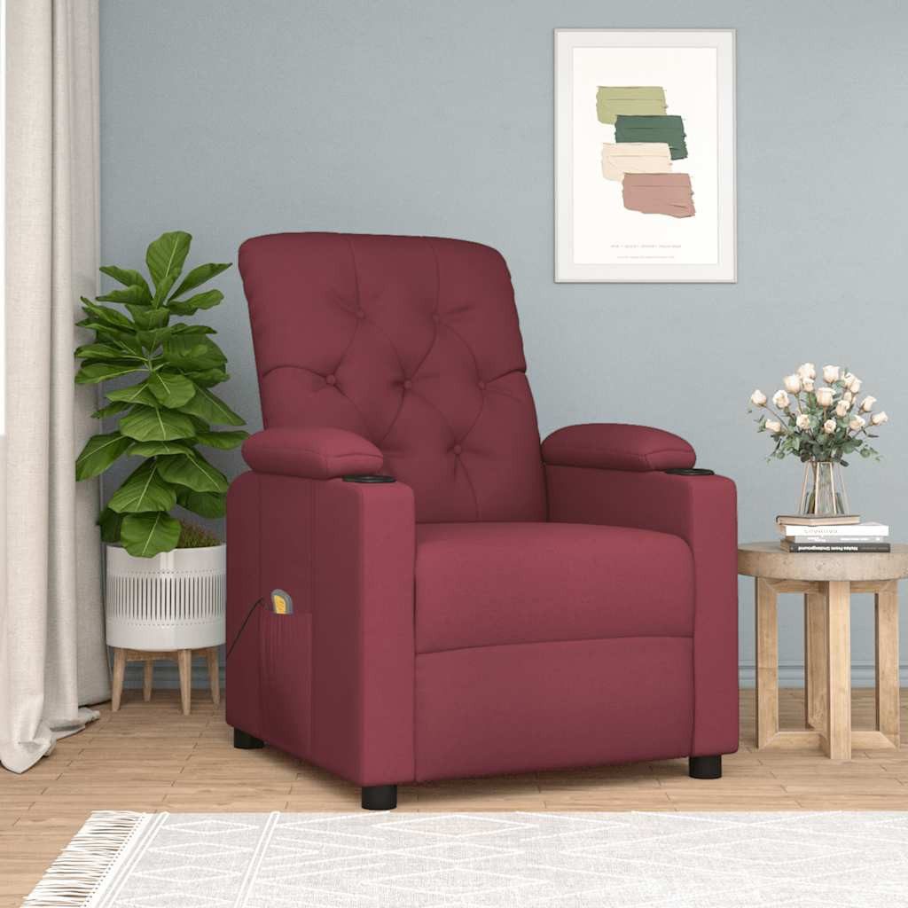 vidaXL Massagesessel, Massagesessel Weinrot Stoff