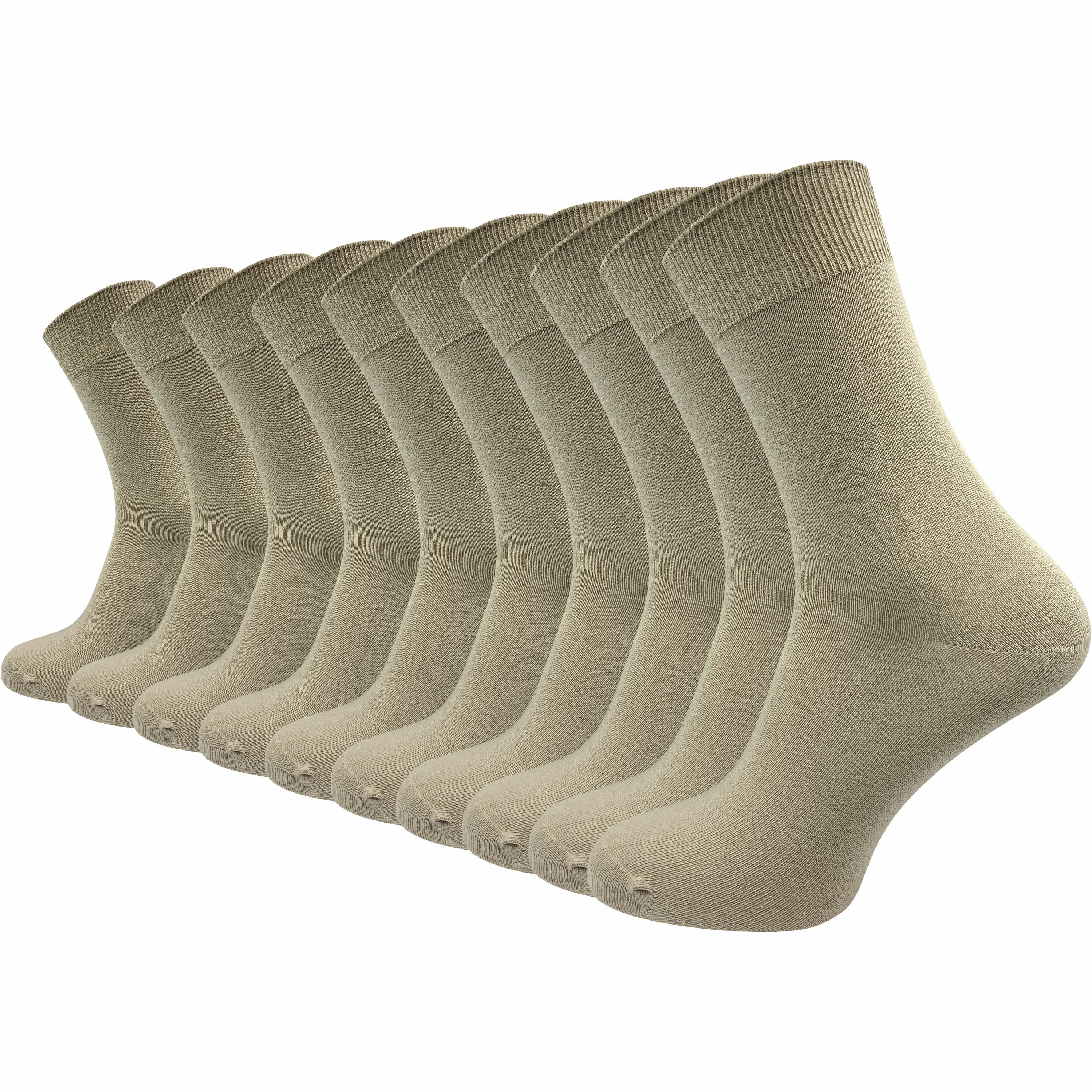 GAWILO Socken für Damen und Herren aus 100% Baumwolle, Business und Freizeit (10 Paar) mit venenfreundlichem Komfortbund Braun
