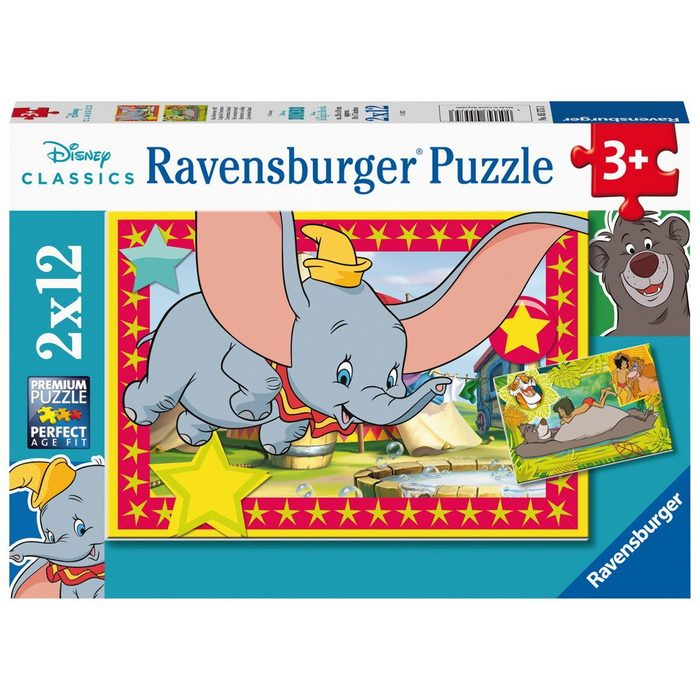 Ravensburger Puzzle 2 x 12 Teile Puzzle Disney Classic Das Abenteuer ruft! 05575 12 Puzzleteile