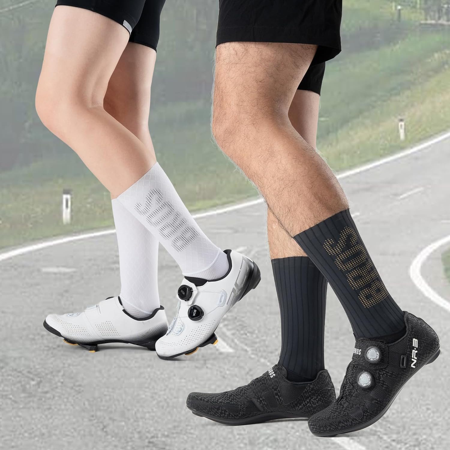 ROCKBROS Skisocken Aerodynamische Kompressionssocken für Rennrad und E-Bike