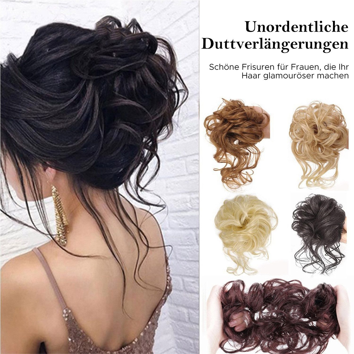 Refttenw Kunsthaar-Extension Dutt Haarteil Mit Gummiband Haarteile für Dünnes Haar, Natürliches Blond