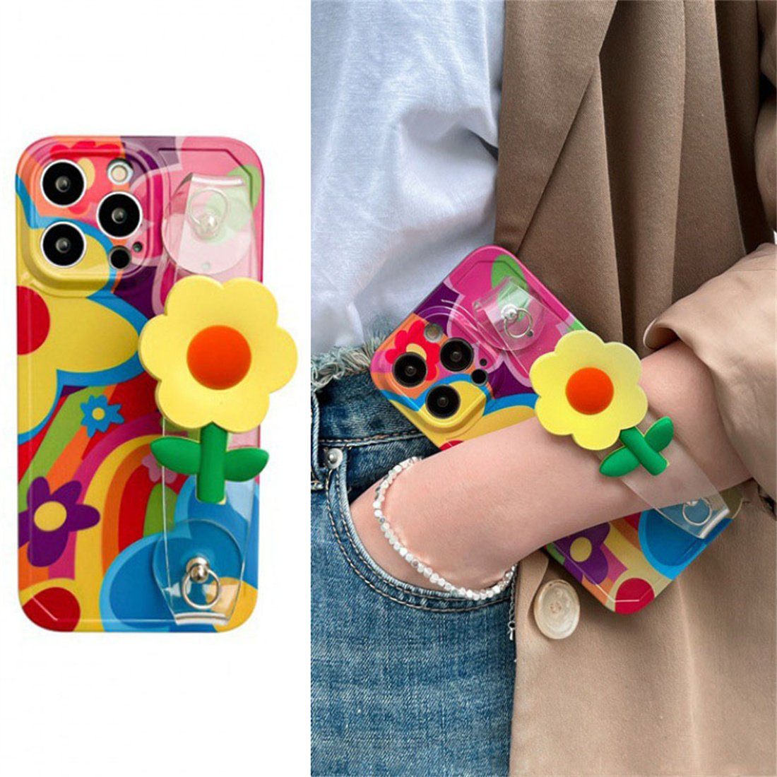 DÖRÖY Handytasche Handgelenkriemen Tasche für iPhone 14 Pro, Schutzhülle, Crossbody Case