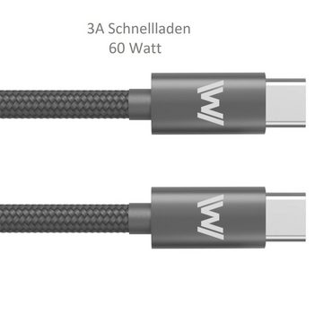 Widmann-Shop USB Typ C Ladekabel Kabel für Samsung iPhone 15 1,5m Nylon Schwarz Smartphone-Kabel, USB TYP C, USB TYP C (150 cm), Schnellladekabel, universal Ladekabel, Ladekabel für Samsung