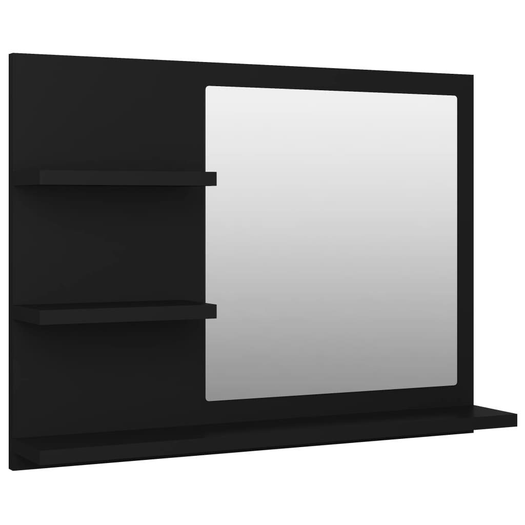 Schwarz (1-St) Holzwerkstoff Badspiegel 60x10,5x45 cm Badezimmerspiegelschrank vidaXL