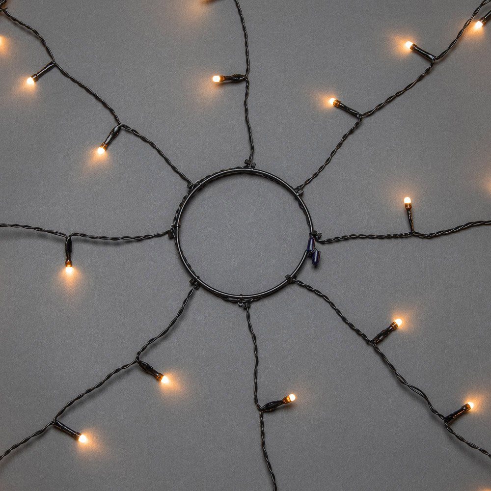 KONSTSMIDE LED-Baummantel Weihnachtsdeko Stränge 8h 17, Dioden, 70 Ring vormontiert, 8 Ø Timer, Christbaumschmuck, mit bernsteinfarbene à Glimmereffekt aussen