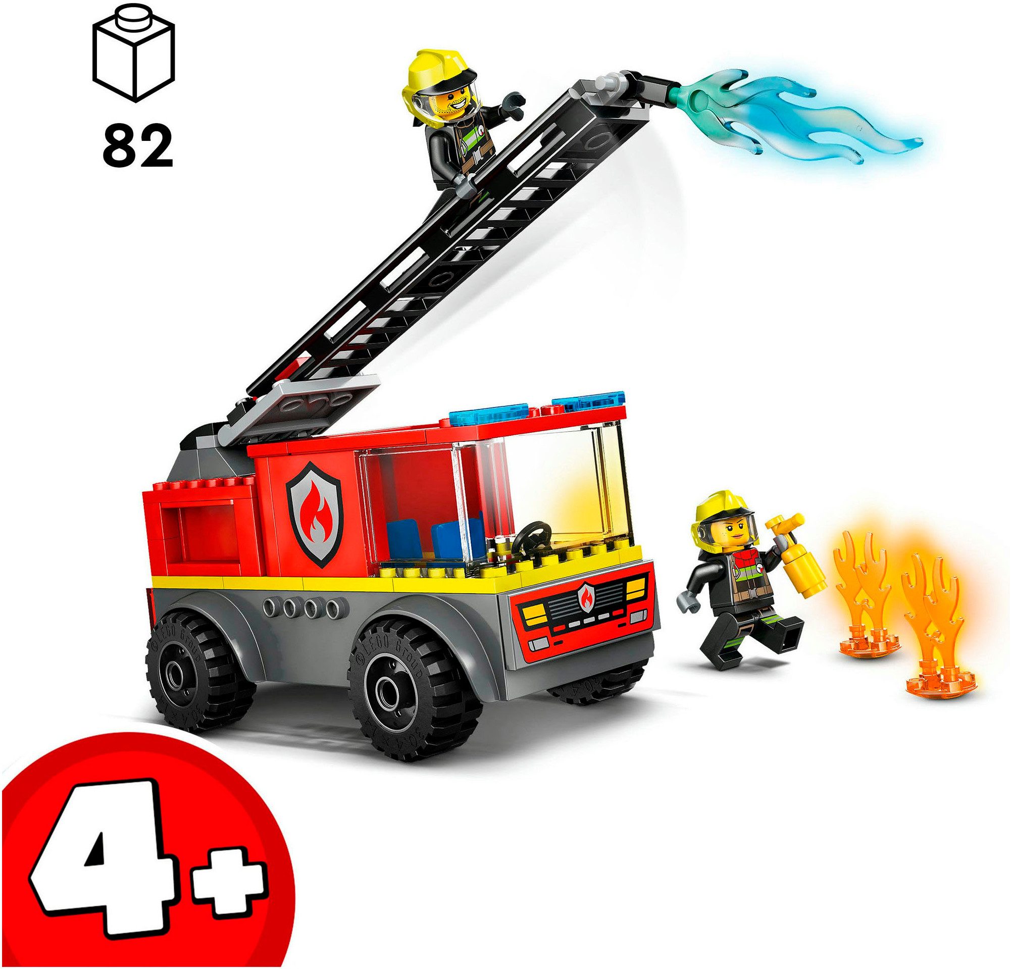 LEGO® Feuerwehrleiterfahrzeug (60463), LEGO City Konstruktionsspielsteine, (82 St), Made in Europe – Bild 3 von 5