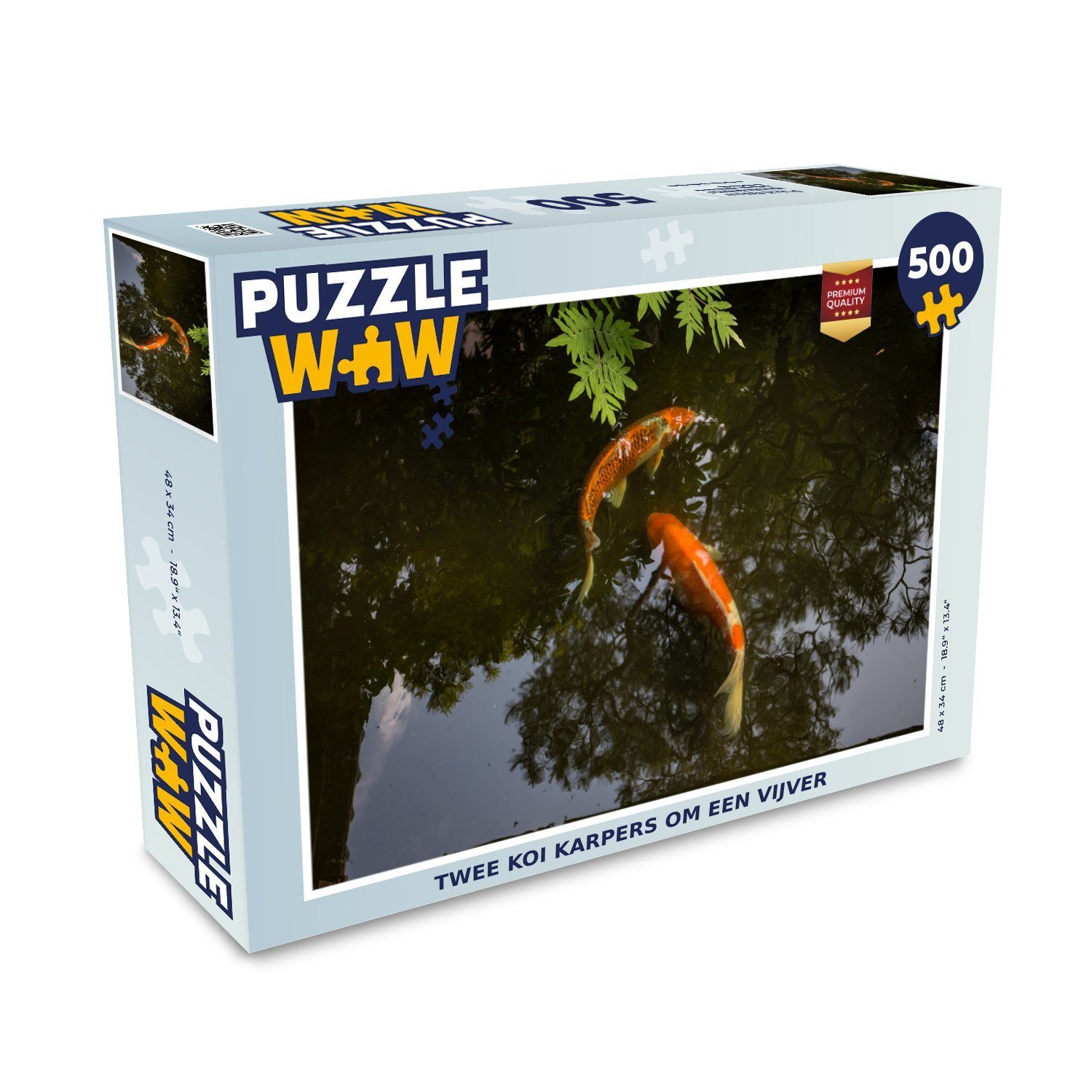MuchoWow Puzzle Zwei Koi-Karpfen um einen Teich, 500 Puzzleteile, Foto- Puzzle, Bilderrätsel, Puzzlespiele, Spielzeug