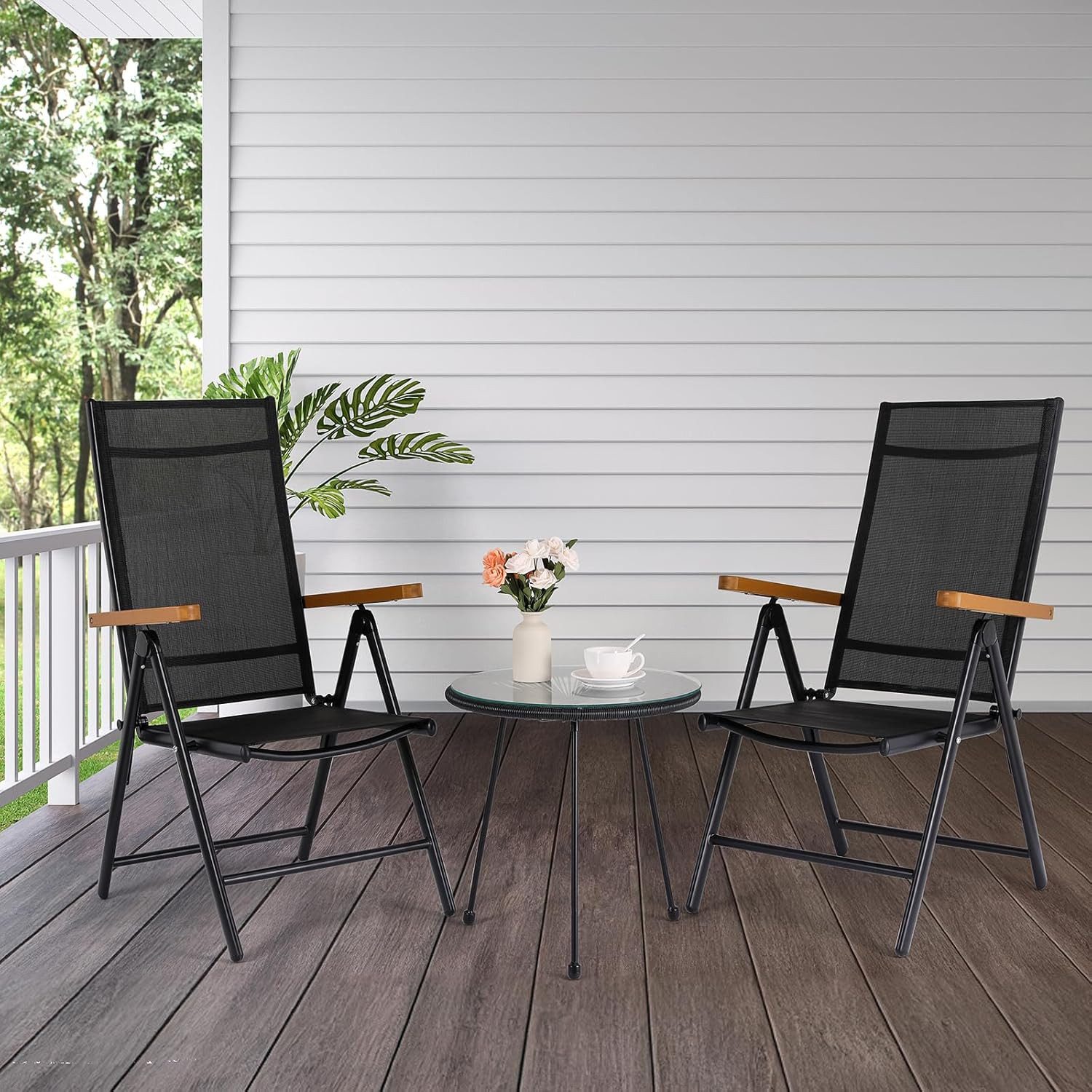 TLGREEN Gartenstuhl Hochlehner, 2/4er Set Balkonstuhl,Klappstuhl,Campingstü günstig online kaufen