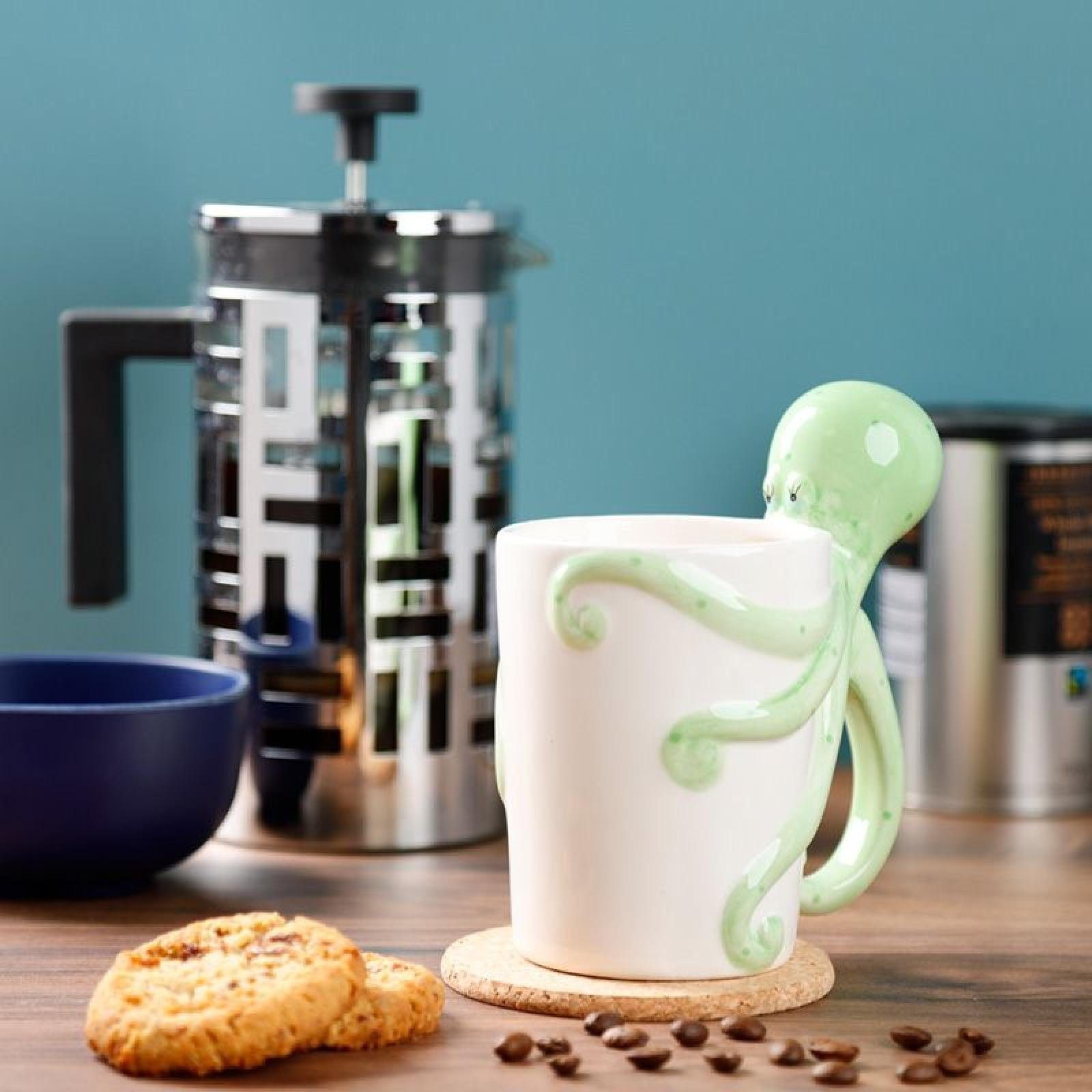 Parker Tasse Oktopus geformter aus Tasse Henkel Dolomit-Keramik Lisa Puckator
