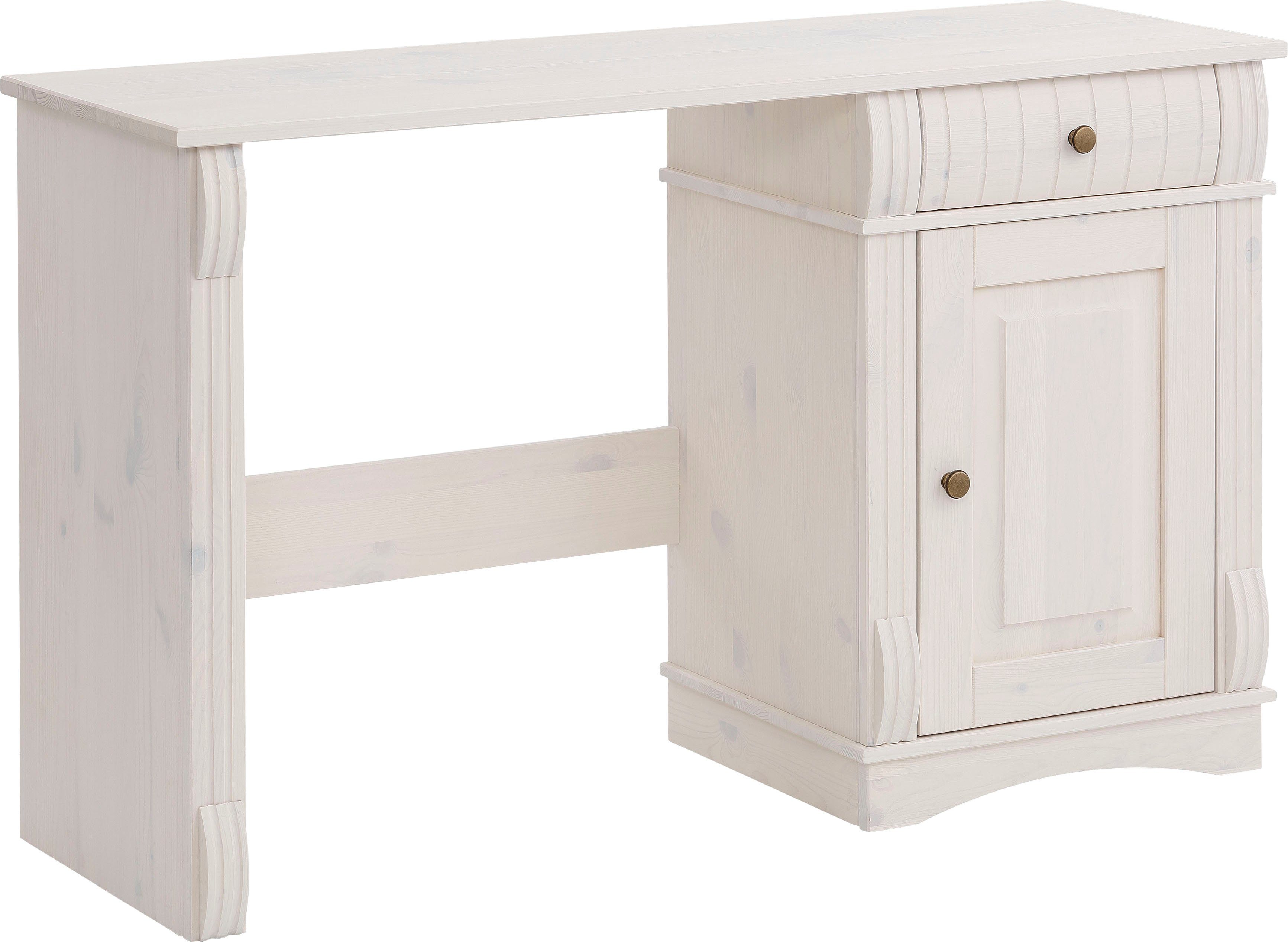 Home affaire Schreibtisch Teresa (Maße (B/T/H): 120/37/73 cm), Computertisch mit Schublade, Massivholz, Breite 120 cm