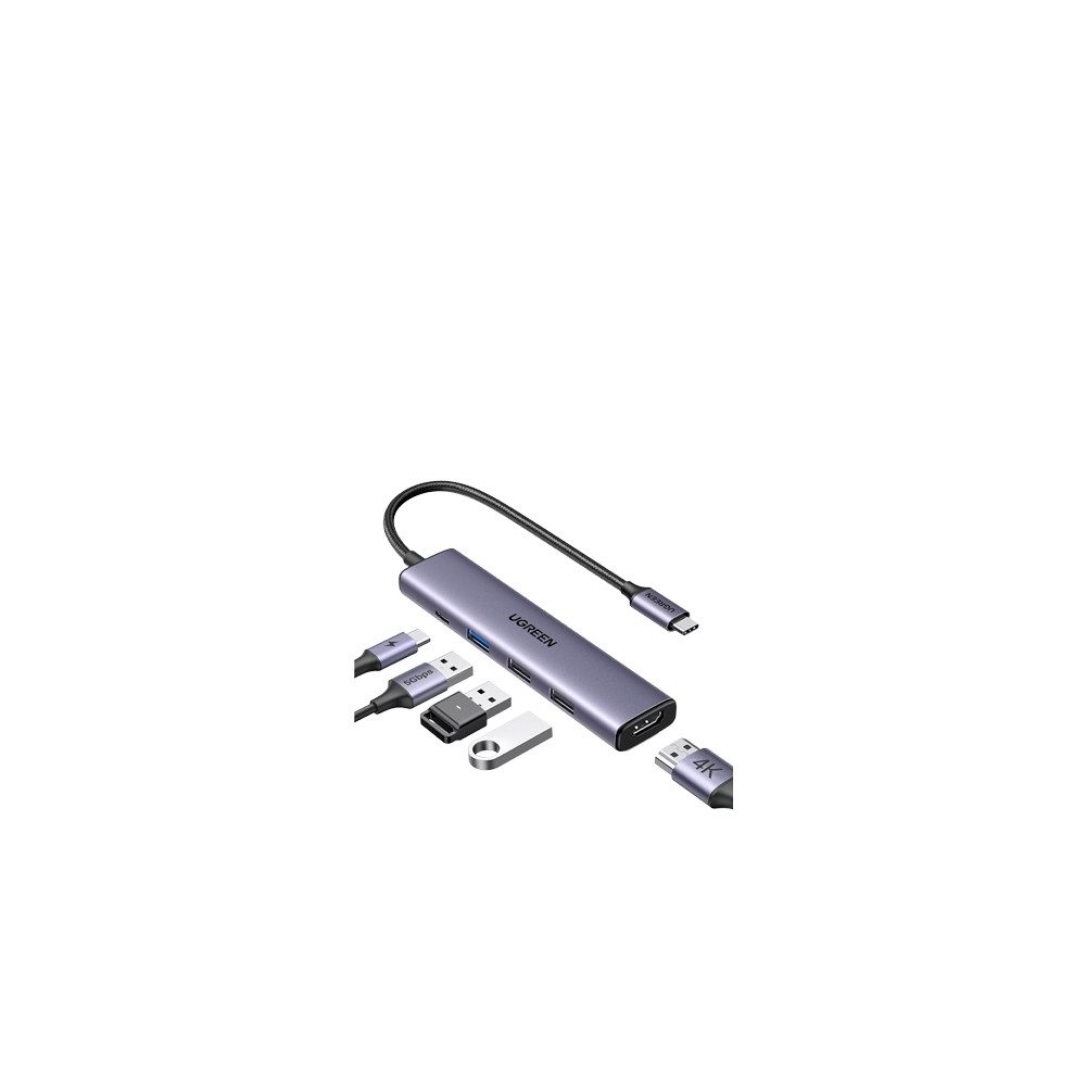 UGREEN USB-Verteiler USB-C Hub 100W PD Grey, 5-in-1