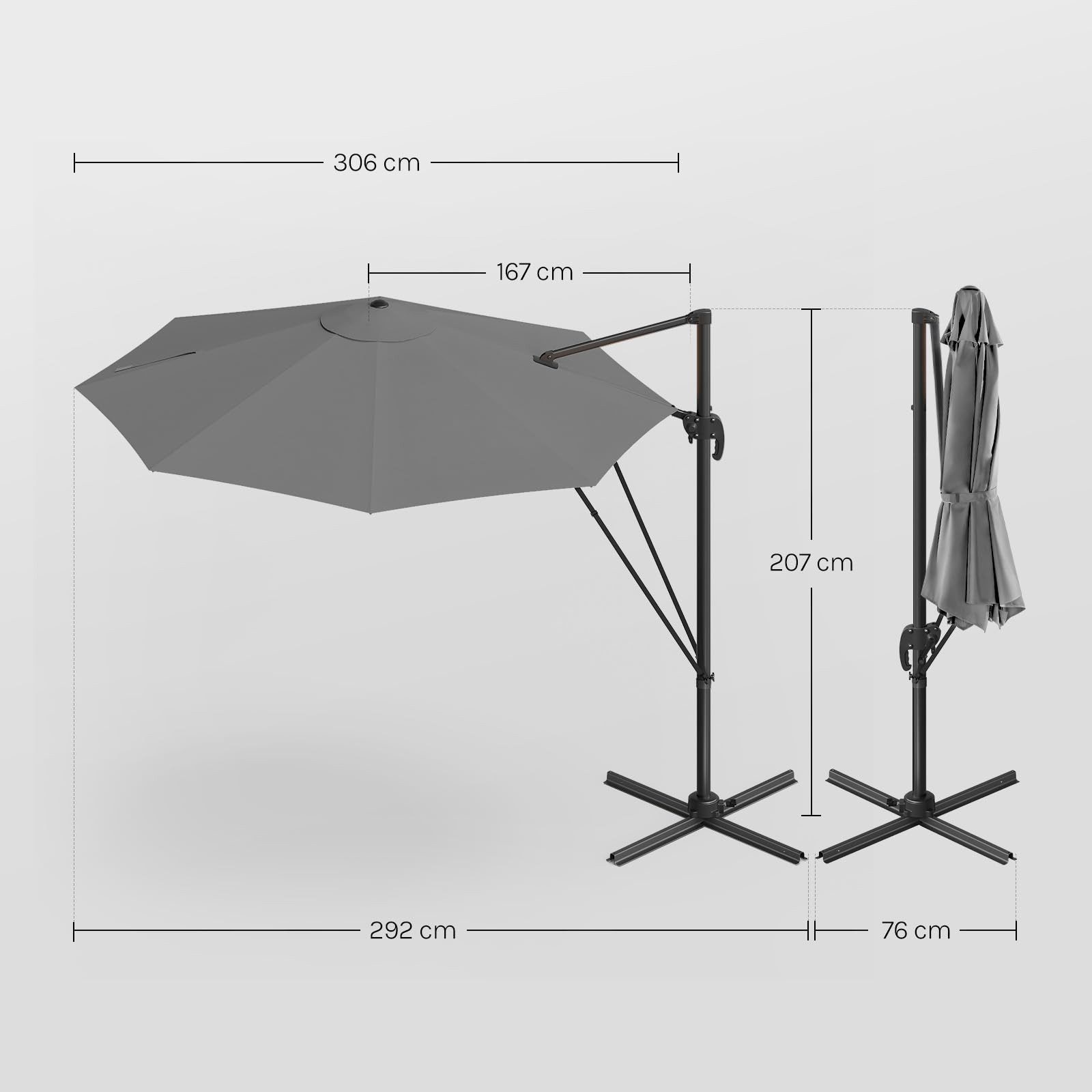 Woltu Sonnenschirm, Sonnenschutz UPF 50+, 360° drehbar, Sonnenparasol Aluminium Stahl