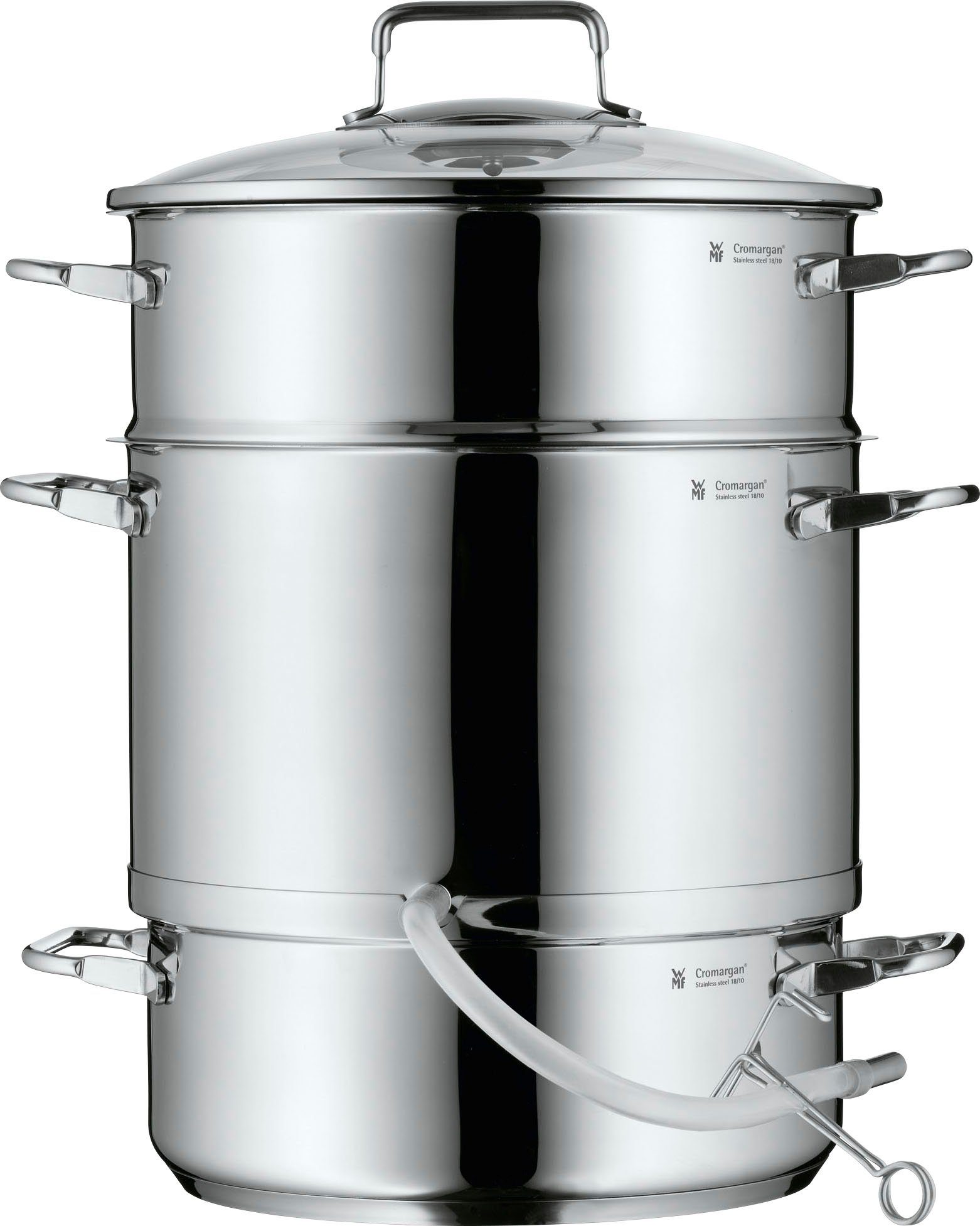 WMF Entsafter, Zur schonenden Verarbeitung von Obst und Gemüse, Induktion, Material: Cromargan Edelstahl rostfrei 18/10, Silikon, Hitzebeständiges Glas