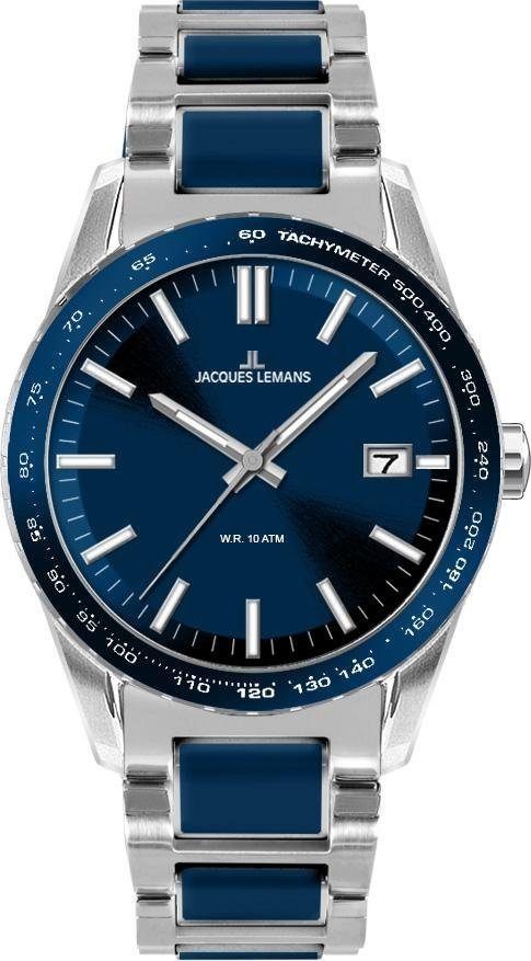 Jacques Lemans Quarzuhr Liverpool 1-2060I, Armbanduhr,Herrenuhr,Damenuhr,Edelstahlarmband,bis 10 bar wasserd.