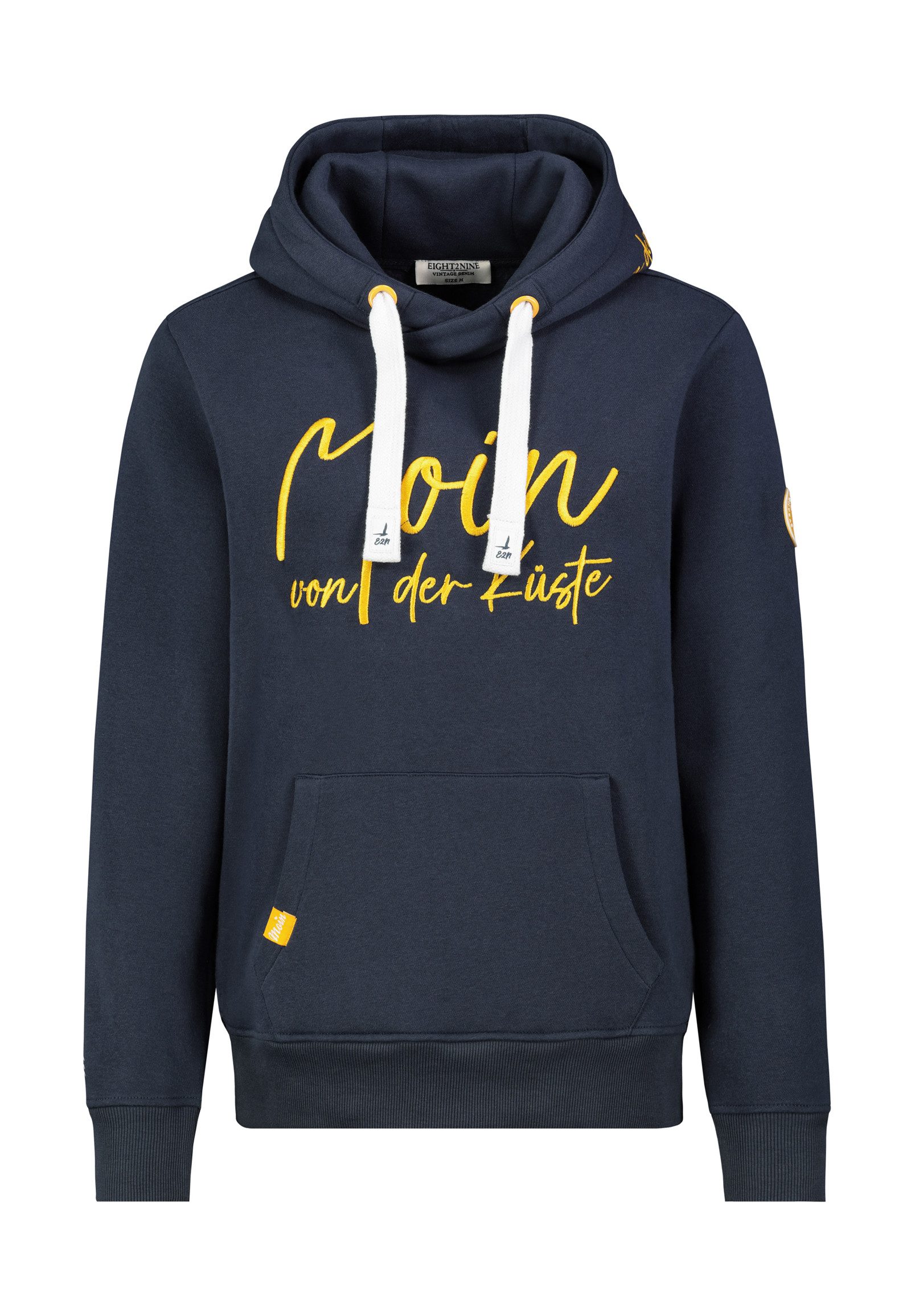 Eight2Nine Kapuzenpullover Damen Hoodie Kapuzenpullover Moin Sweater, Kapuzensweatshirt mit Kängurutasche, mit Kapuze