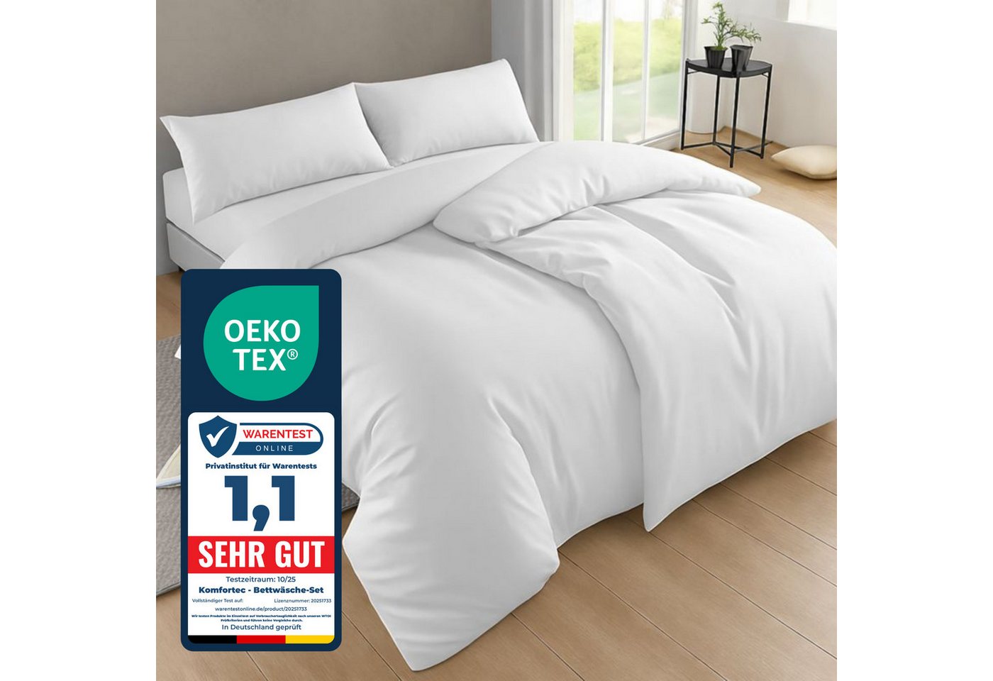 Komfortec Bettwäsche Premium, 135 x 200 bis 220 x 240 cm, 6 verschiedene Größen zur Auswahl, gebürstet 100% Mikrofaser, 4 teilig, Superweiches Bettwäsche-Set, Knitterfrei, Atmungsaktiv