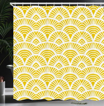 Abakuhaus Duschvorhang Moderner Digitaldruck mit 12 Haken auf Stoff Wasser Resistent Breite 175 cm, Höhe 180 cm, Gelb Vintage japanische Scales