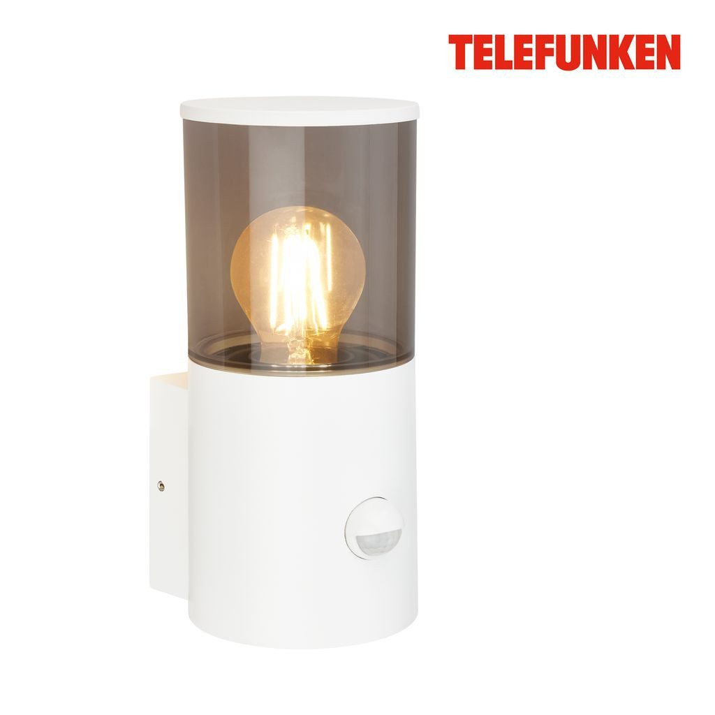 Telefunken Wandleuchte 322306TF, ohne Leuchtmittel, 2700K - Extra-Warmweiß, Wandleuchte Aussen 24x13,5x10,5 cm Weiß max.15W E27 Hauswand Balkon