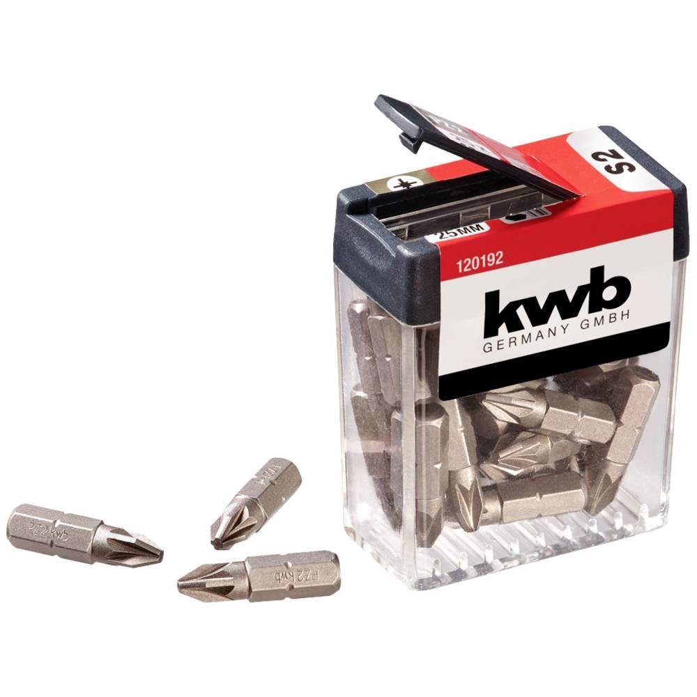 kwb Kreuzschlitz-Bit 25 mm, (25 PZ2 1173 Spender-Box ISO Bits x C 6.3
