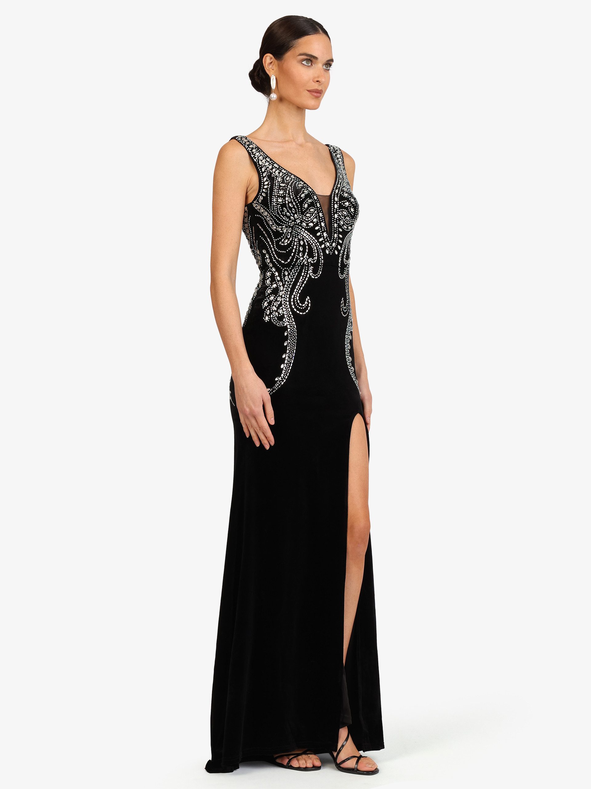 Kraimod Abendkleid mit V-Ausschnitt und Zierbesatz