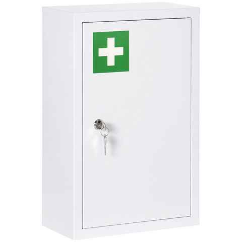 Kleankin Medizinschrank (Set, 1-St., Apothekerschrank) Abschließbarer Arzneischrank, Medikamentenschrank mit 2 Schlüsseln