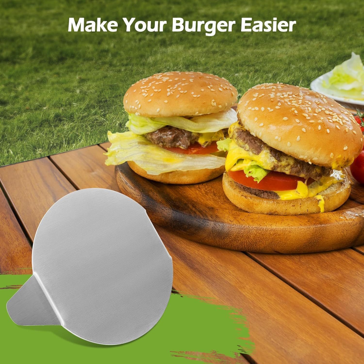 FOSMET Burgerpresse Burgerpresse 5,5 Zoll Edelstahl – Perfekte Form für saftige Patties, Edelstahl Burger Smasher – Gleichmäßiges Pressen für BBQ & Grill