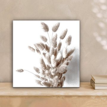 OneMillionCanvasses® Leinwandbild Pflanzen - Federn - Weiß, (1 St), Leinwand Bilder für Wohnzimmer Schlafzimmer, 20x20 cm
