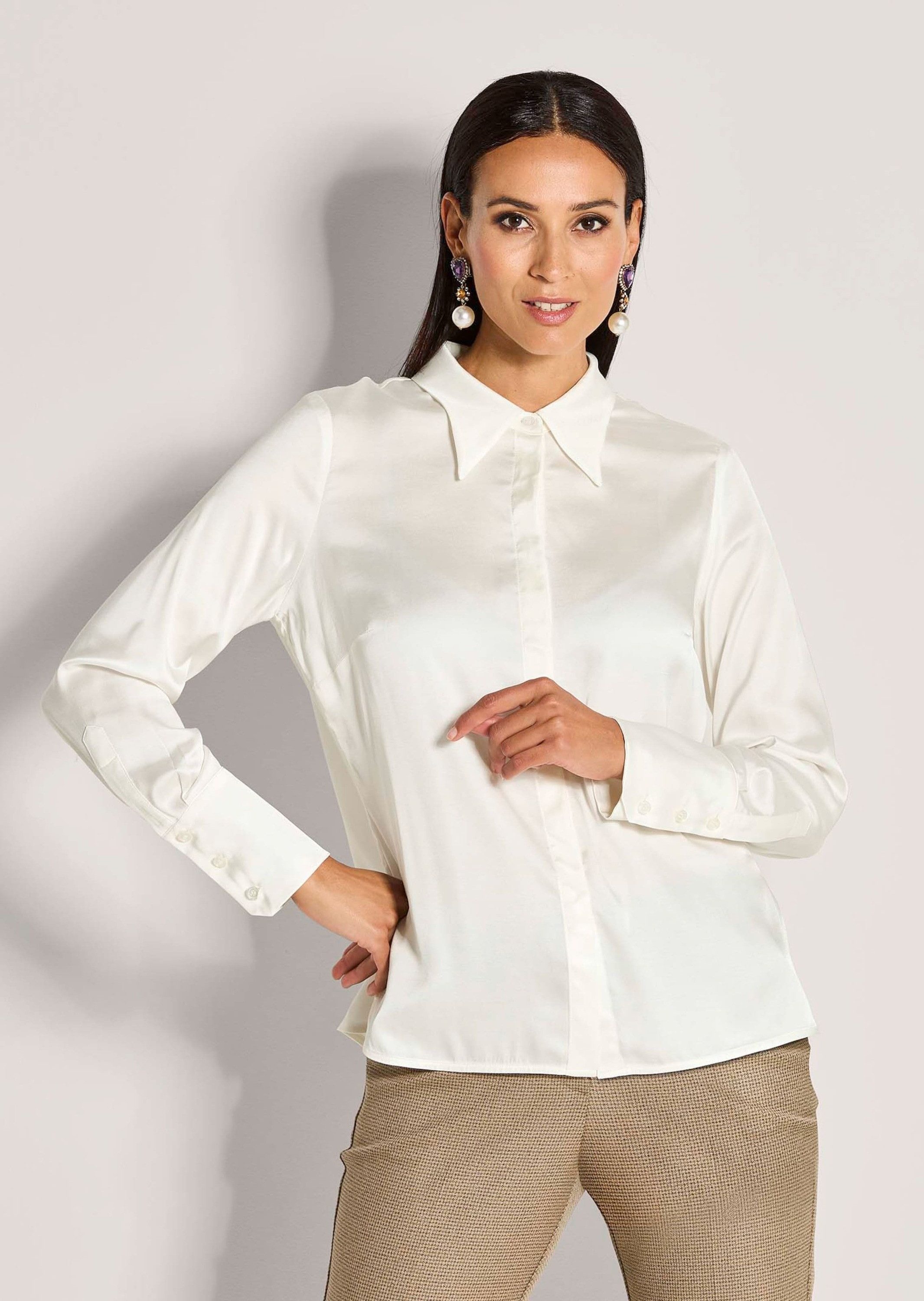 Hemdbluse Elegante Viskosebluse mit verdeckter Knopfleiste