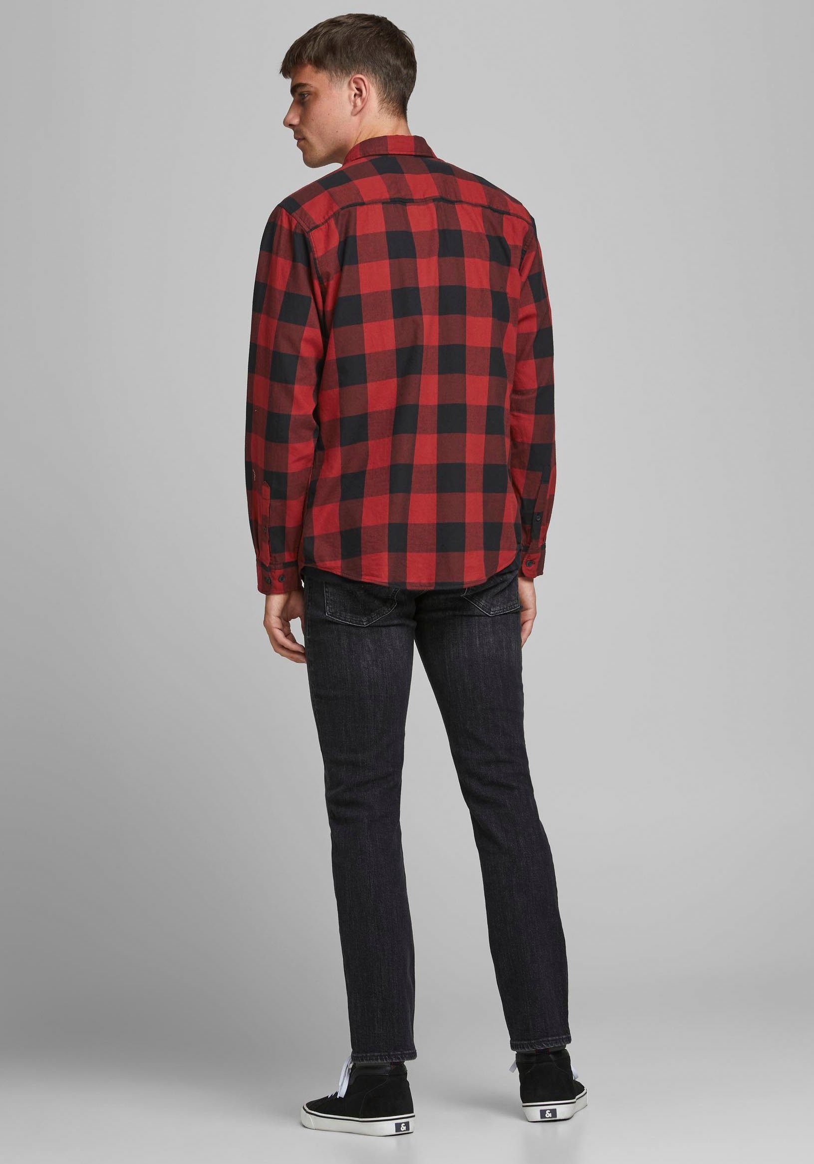 rot-schwarz JJ Karohemd & TWILL SHIRT JJEGINGHAM Jones Jack L/