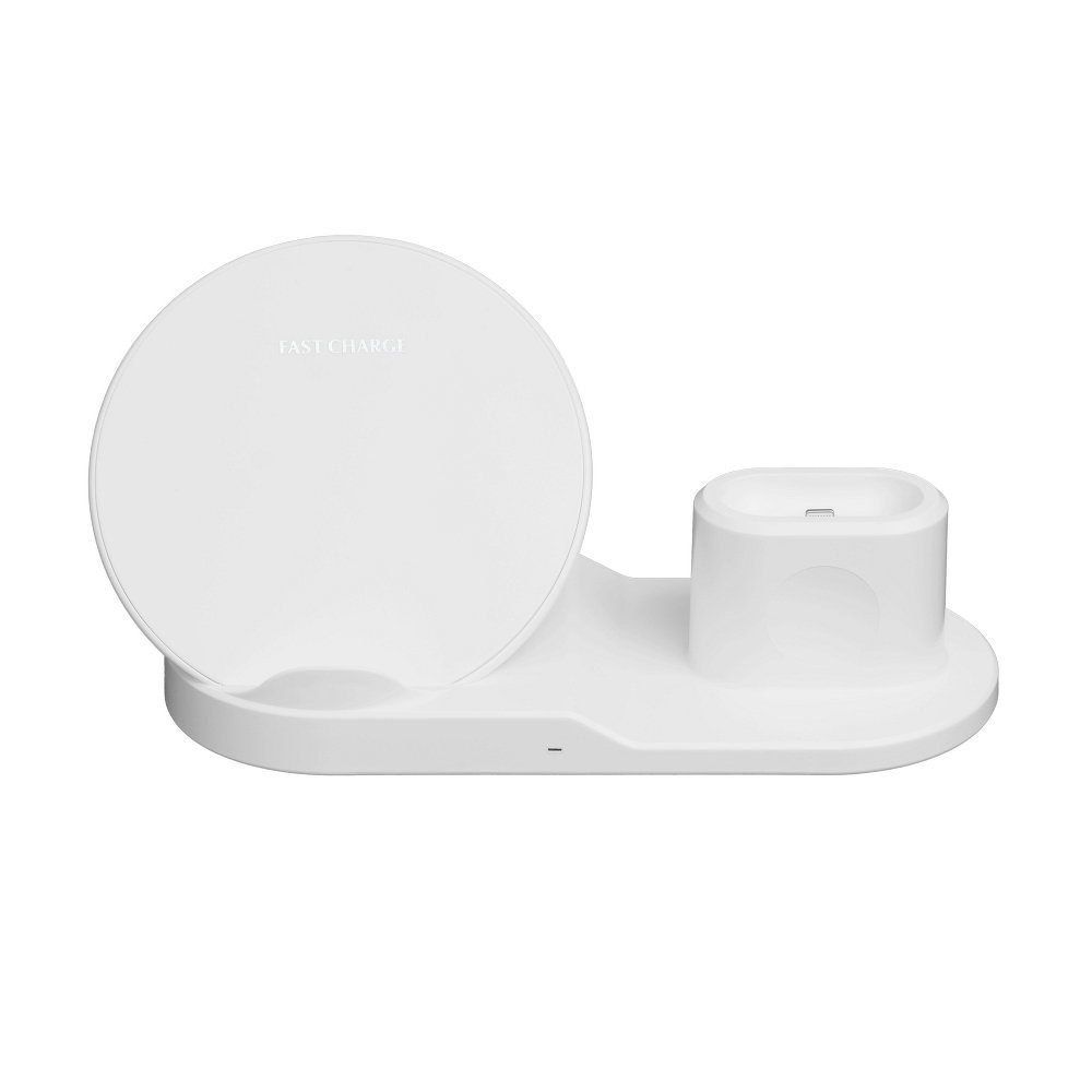 3in1 Qi Wireless Charger Pad 10W Ladestation Ladegerät weiß Wireless Charger